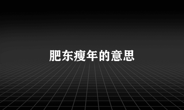 肥东瘦年的意思