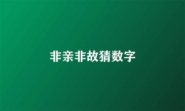 非亲非故猜数字
