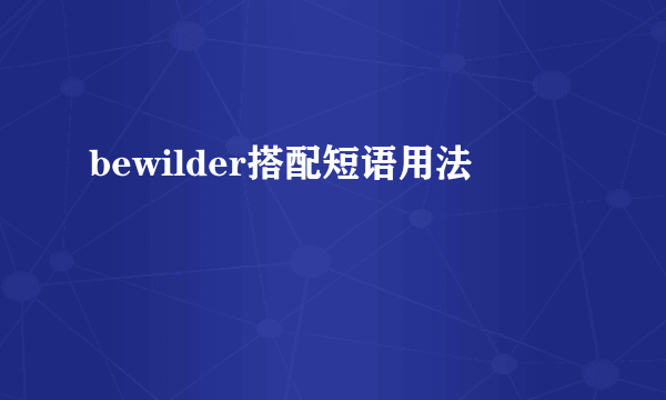bewilder搭配短语用法