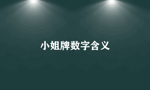 小姐牌数字含义