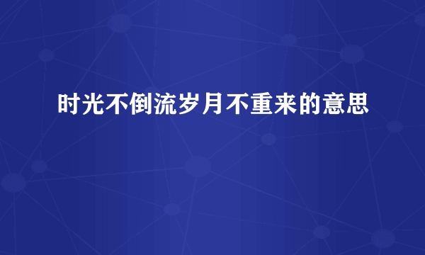 时光不倒流岁月不重来的意思