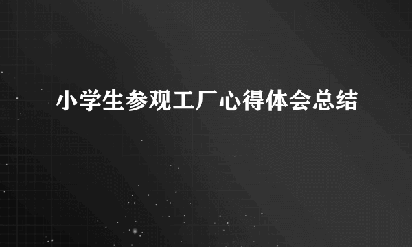 小学生参观工厂心得体会总结