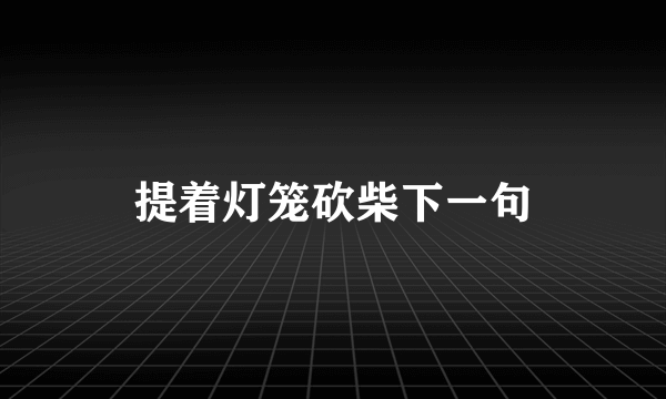 提着灯笼砍柴下一句