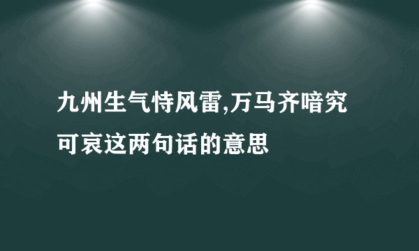 九州生气恃风雷,万马齐喑究可哀这两句话的意思