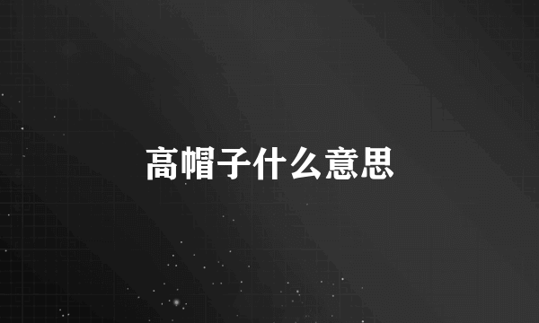 高帽子什么意思