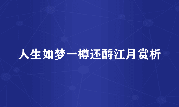 人生如梦一樽还酹江月赏析