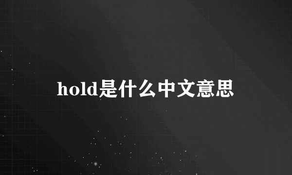 hold是什么中文意思