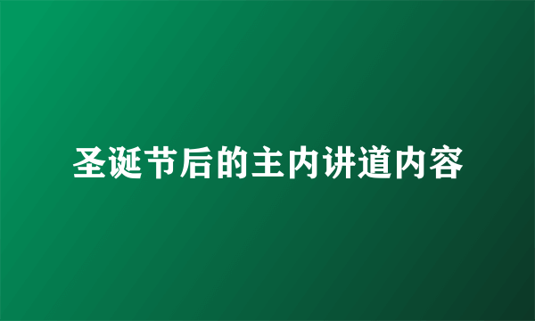 圣诞节后的主内讲道内容