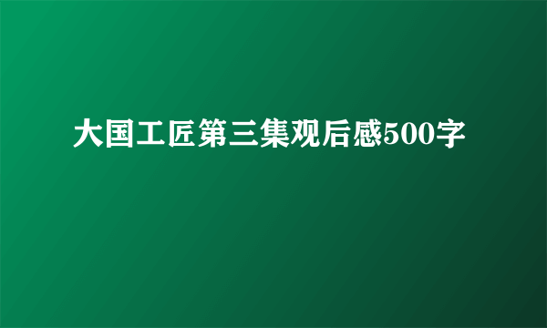 大国工匠第三集观后感500字