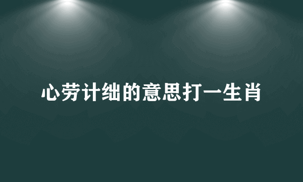 心劳计绌的意思打一生肖