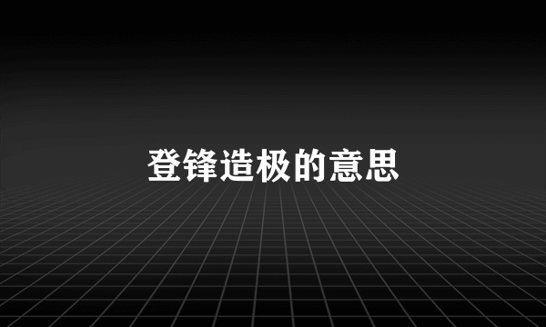 登锋造极的意思