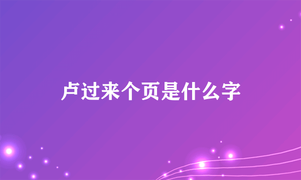 卢过来个页是什么字