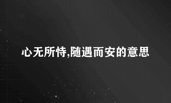心无所恃,随遇而安的意思