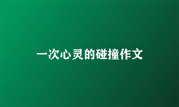一次心灵的碰撞作文