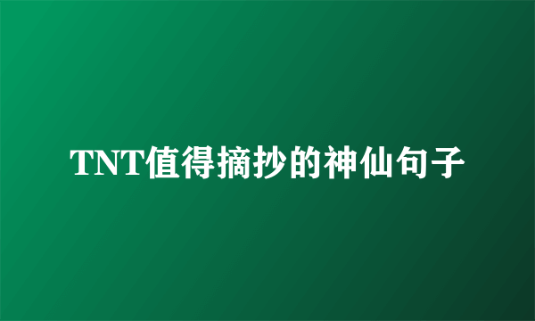 TNT值得摘抄的神仙句子