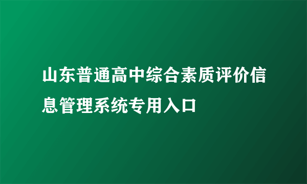 山东普通高中综合素质评价信息管理系统专用入口