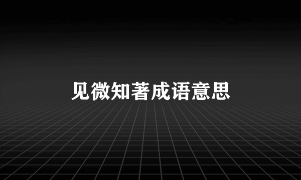 见微知著成语意思