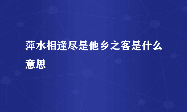 萍水相逢尽是他乡之客是什么意思
