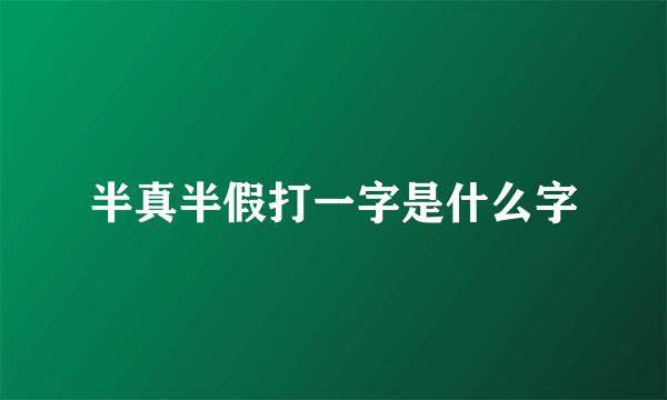 半真半假打一字是什么字