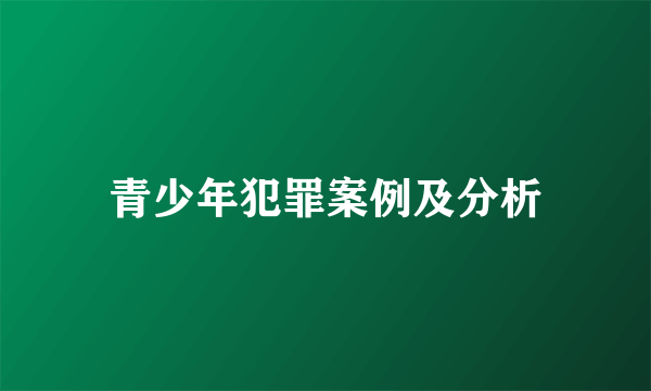青少年犯罪案例及分析