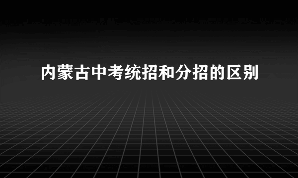 内蒙古中考统招和分招的区别