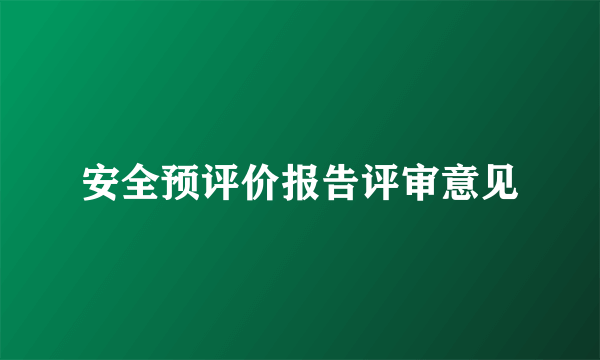 安全预评价报告评审意见