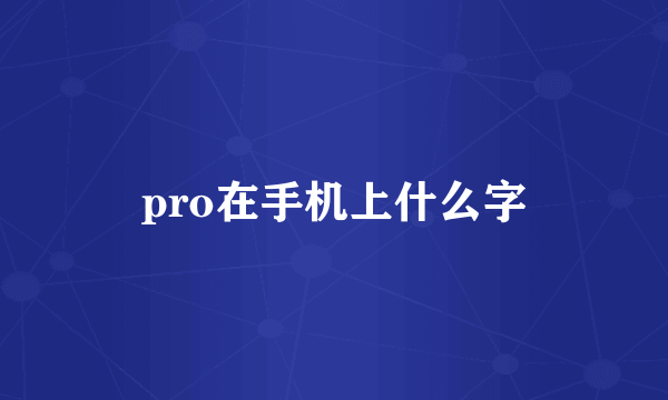 pro在手机上什么字