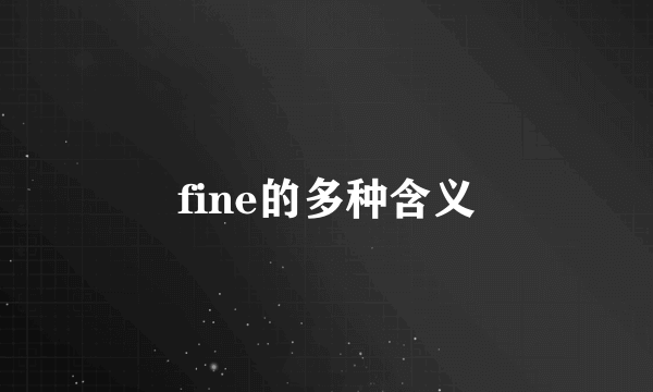 fine的多种含义