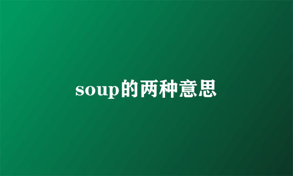 soup的两种意思