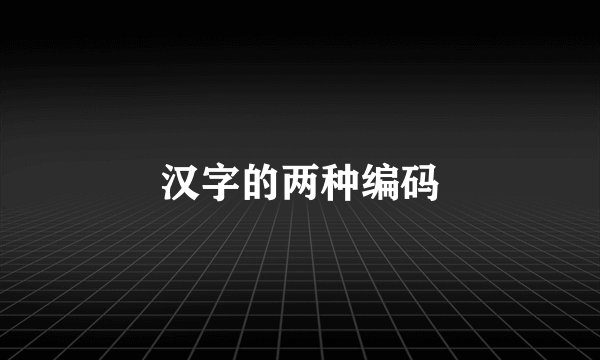 汉字的两种编码