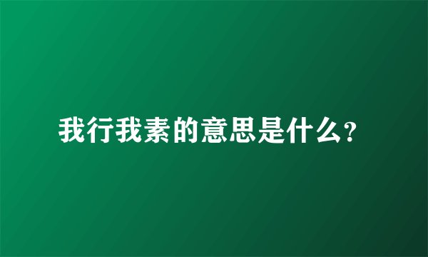 我行我素的意思是什么？
