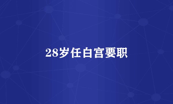 28岁任白宫要职