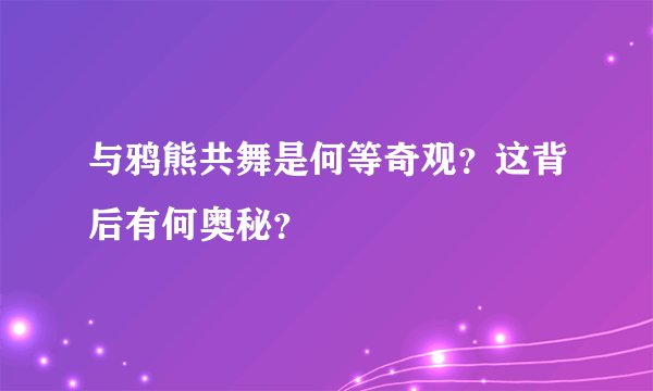与鸦熊共舞是何等奇观？这背后有何奥秘？