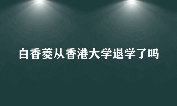 白香菱从香港大学退学了吗
