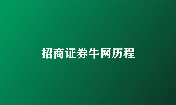 招商证券牛网历程