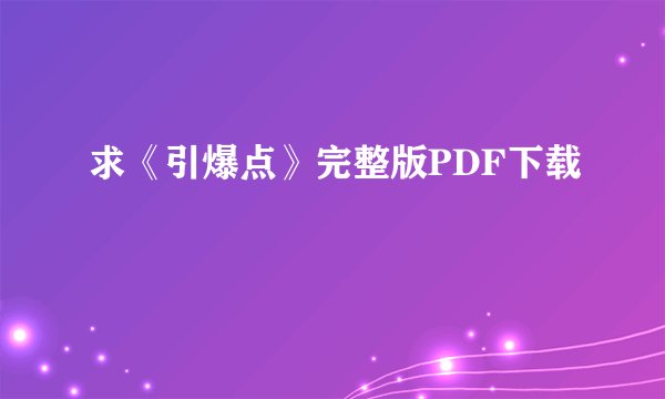 求《引爆点》完整版PDF下载