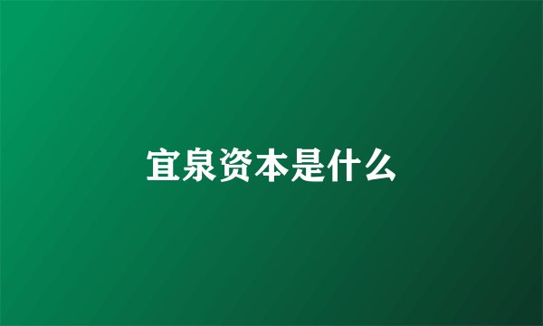 宜泉资本是什么