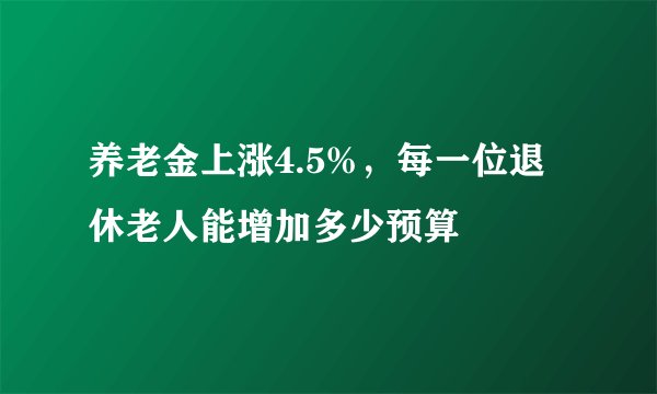养老金上涨4.5%，每一位退休老人能增加多少预算