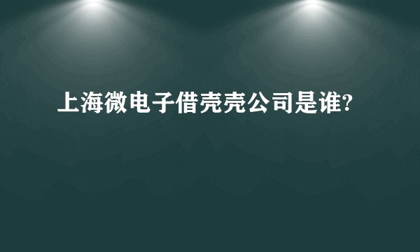 上海微电子借壳壳公司是谁?