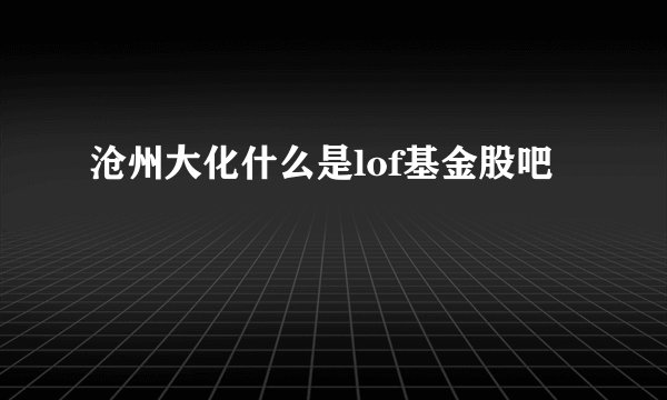 沧州大化什么是lof基金股吧