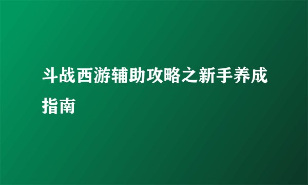 斗战西游辅助攻略之新手养成指南
