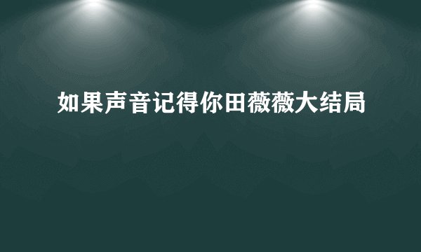 如果声音记得你田薇薇大结局