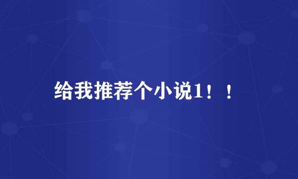 给我推荐个小说1！！