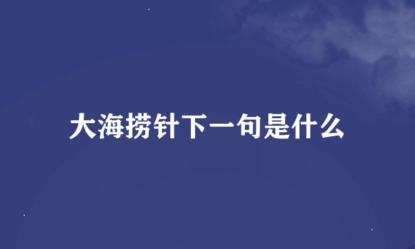 大海捞针下一句是什么