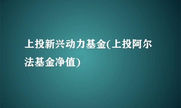 上投新兴动力基金(上投阿尔法基金净值)