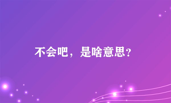 不会吧，是啥意思？
