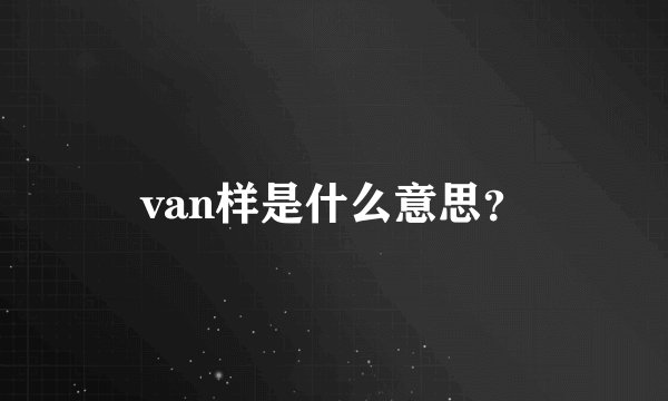van样是什么意思？