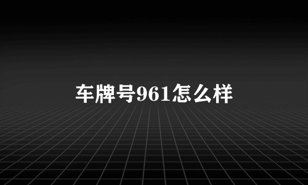 车牌号961怎么样