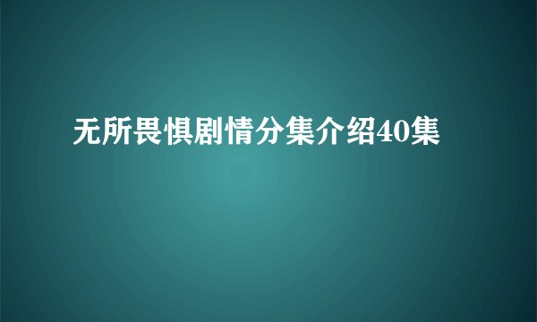 无所畏惧剧情分集介绍40集