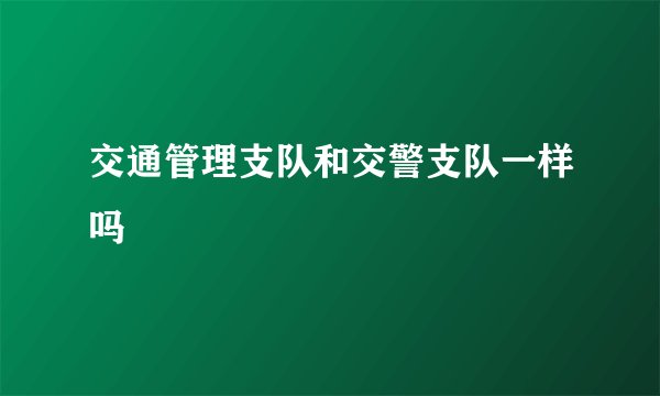 交通管理支队和交警支队一样吗